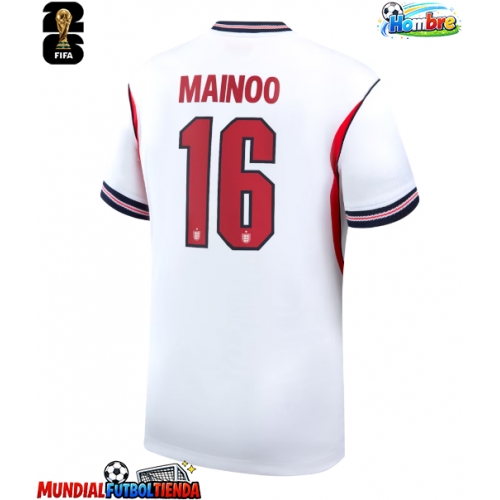 Camiseta Inglaterra Kobbie Mainoo #16 Primera Equipación Replica Mundial 2026 mangas cortas